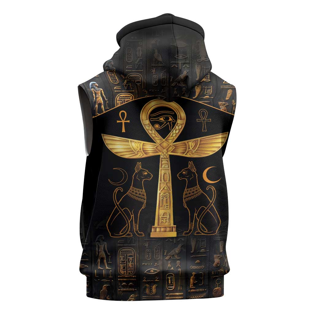 Ankh with Eye of Horus Sleeveless Zip Hoodie Ancient Egypt Culture - African Pride