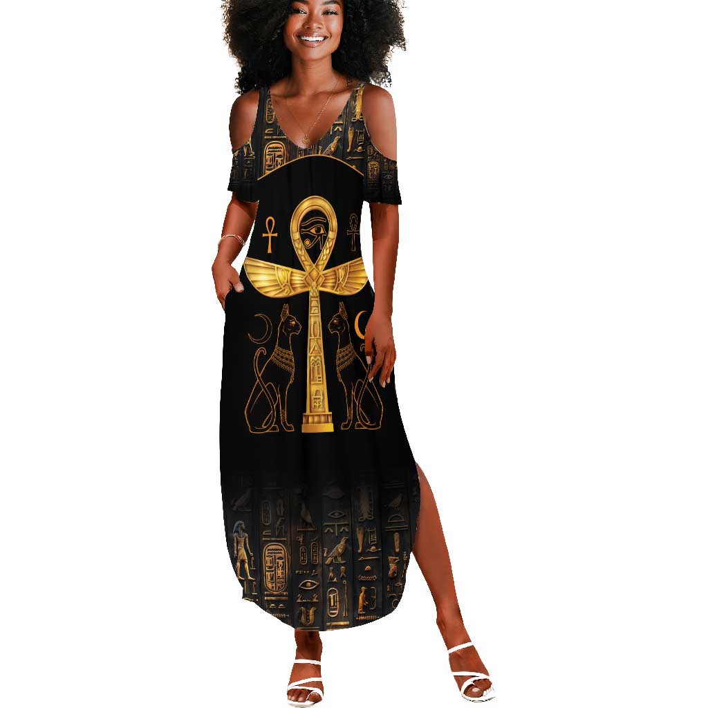 Ankh with Eye of Horus Summer Maxi Dress Ancient Egypt Culture