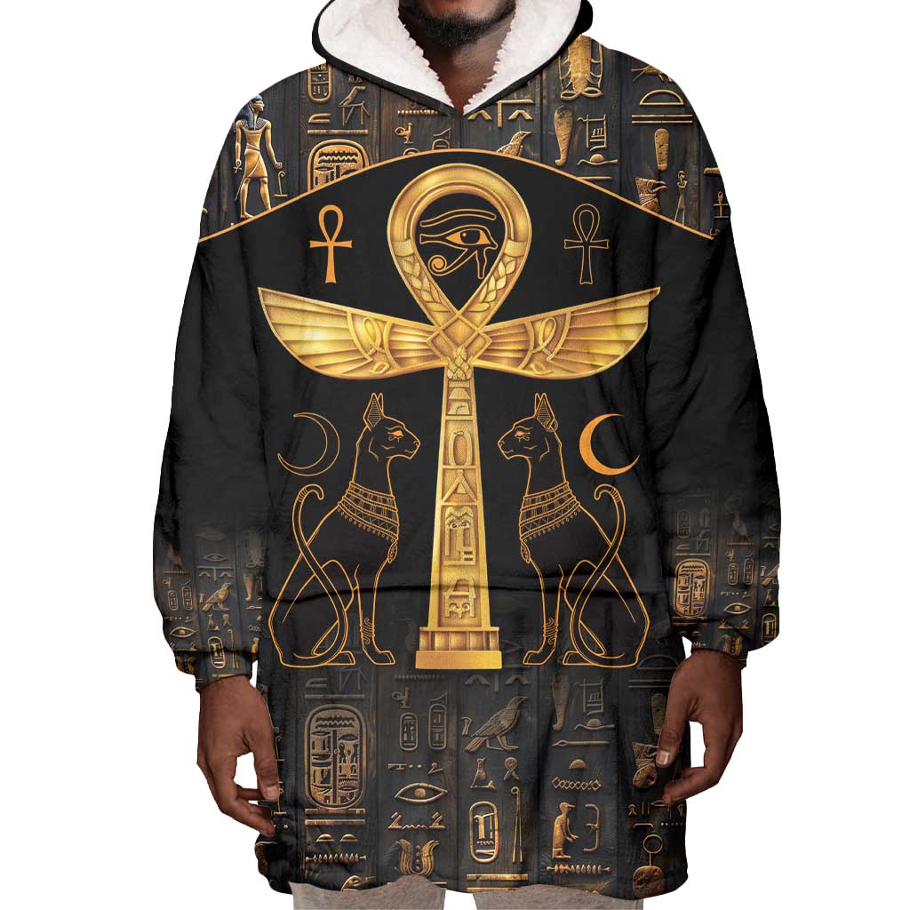 Ankh with Eye of Horus Wearable Blanket Hoodie Ancient Egypt Culture