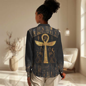 Ankh with Eye of Horus Women Casual Shirt Ancient Egypt Culture