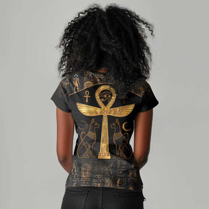 Ankh with Eye of Horus Women V-Neck T-Shirt Ancient Egypt Culture