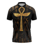 Ankh with Eye of Horus Zipper Polo Shirt Ancient Egypt Culture