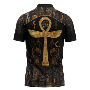 Ankh with Eye of Horus Zipper Polo Shirt Ancient Egypt Culture