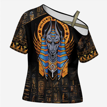 Egyptian Anubis Cross Shoulder Shirt Ancient Egypt Culture