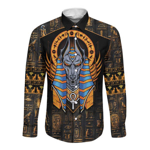 Egyptian Anubis Long Sleeve Button Shirt Ancient Egypt Culture