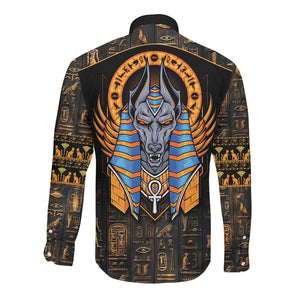 Egyptian Anubis Long Sleeve Button Shirt Ancient Egypt Culture