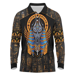 Egyptian Anubis Long Sleeve Polo Shirt Ancient Egypt Culture