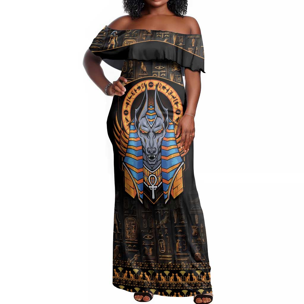 Egyptian Anubis Off Shoulder Maxi Dress Ancient Egypt Culture