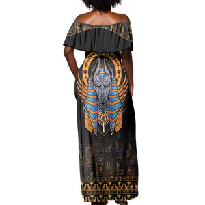 Egyptian Anubis Off Shoulder Maxi Dress Ancient Egypt Culture