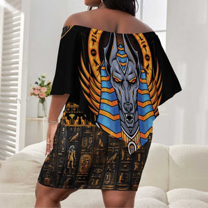 Egyptian Anubis Off Shoulder Short Dress Ancient Egypt Culture