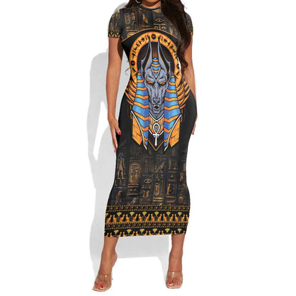 Egyptian Anubis Short Sleeve Bodycon Dress Ancient Egypt Culture LT9