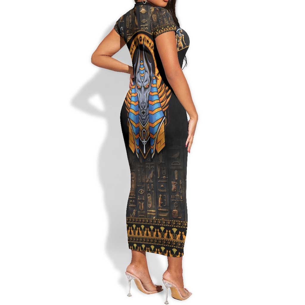 Egyptian Anubis Short Sleeve Bodycon Dress Ancient Egypt Culture LT9