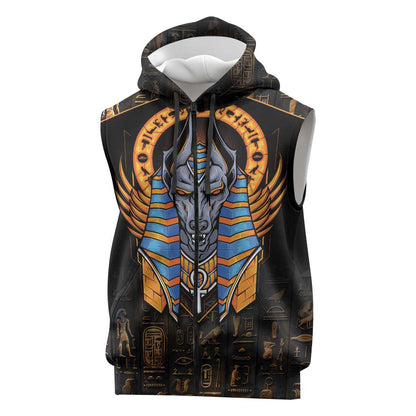 Egyptian Anubis Sleeveless Zip Hoodie Ancient Egypt Culture - African Pride