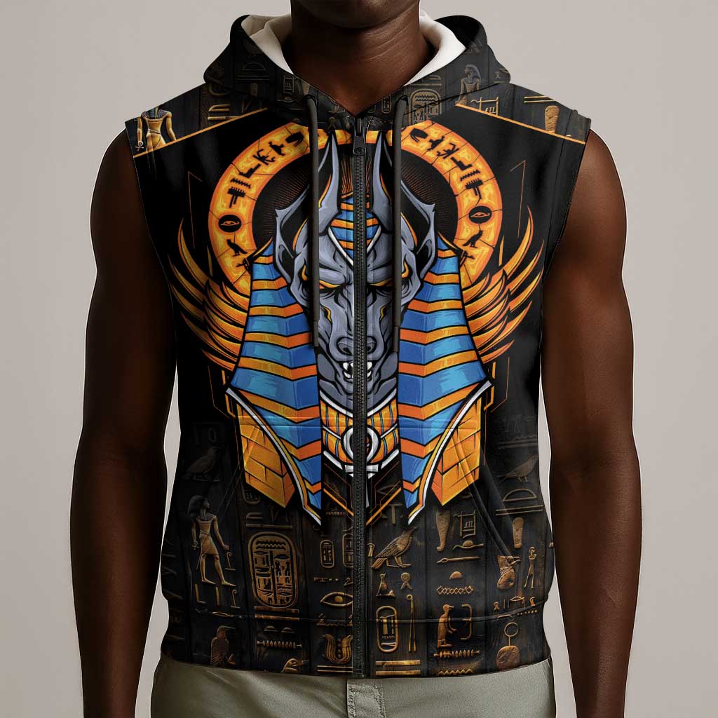 Egyptian Anubis Sleeveless Zip Hoodie Ancient Egypt Culture - African Pride