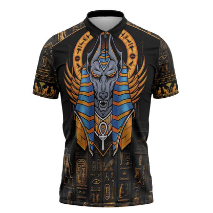 Egyptian Anubis Zipper Polo Shirt Ancient Egypt Culture