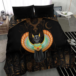 Winged Egypt Cats Bedding Set Ancient Egypt Culture