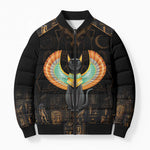 Winged Egypt Cats Bomber Puffer Jacket Ancient Egypt Culture