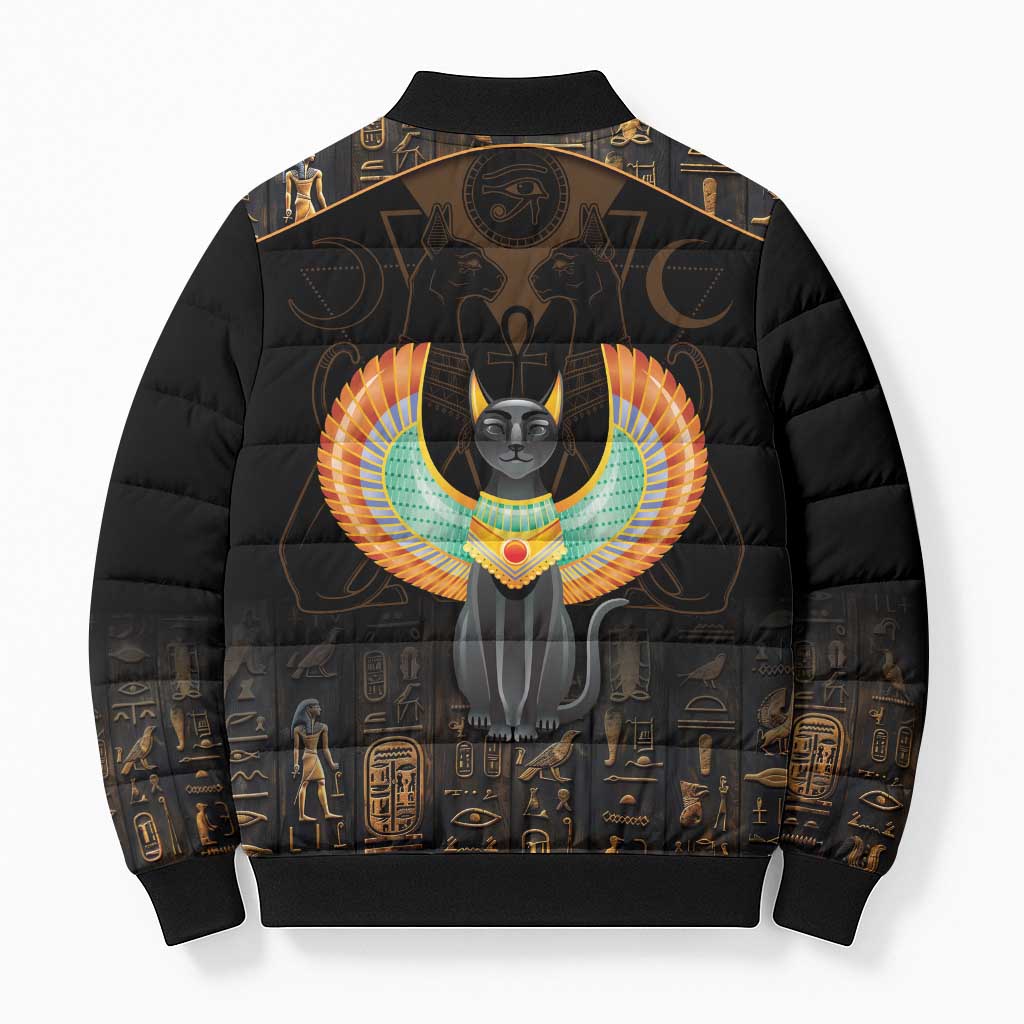 Winged Egypt Cats Bomber Puffer Jacket Ancient Egypt Culture