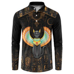 Winged Egypt Cats Button Sweatshirt Ancient Egypt Culture