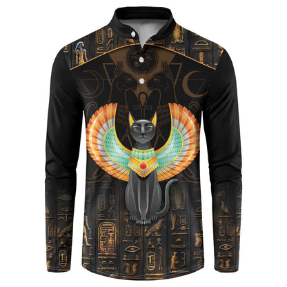 Winged Egypt Cats Button Sweatshirt Ancient Egypt Culture