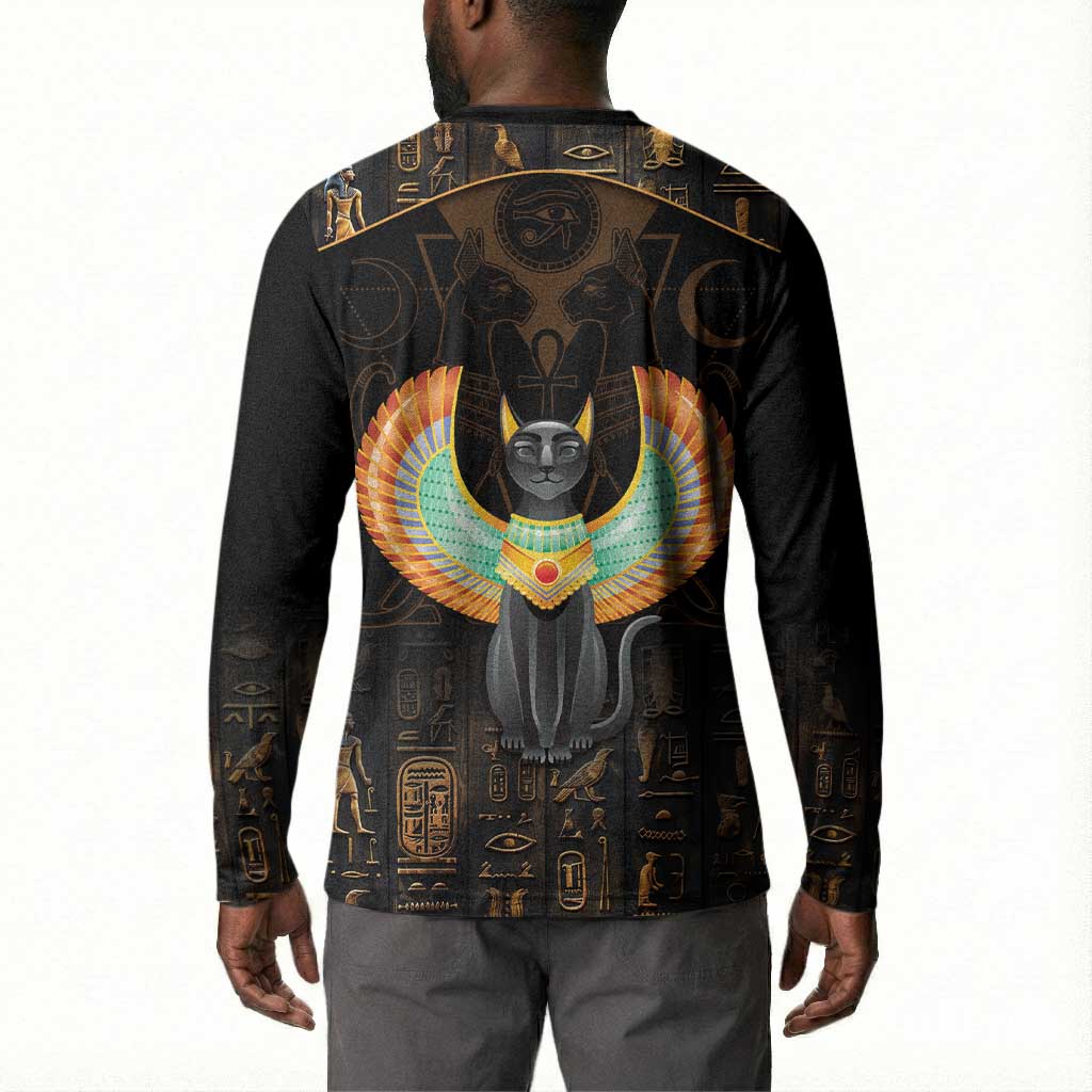 Winged Egypt Cats Button Sweatshirt Ancient Egypt Culture