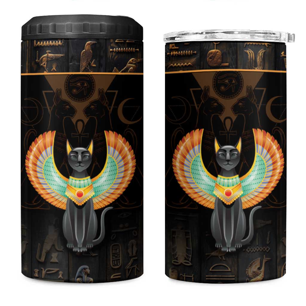 Winged Egypt Cats 4 in 1 Can Cooler Tumbler Ancient Egypt Culture