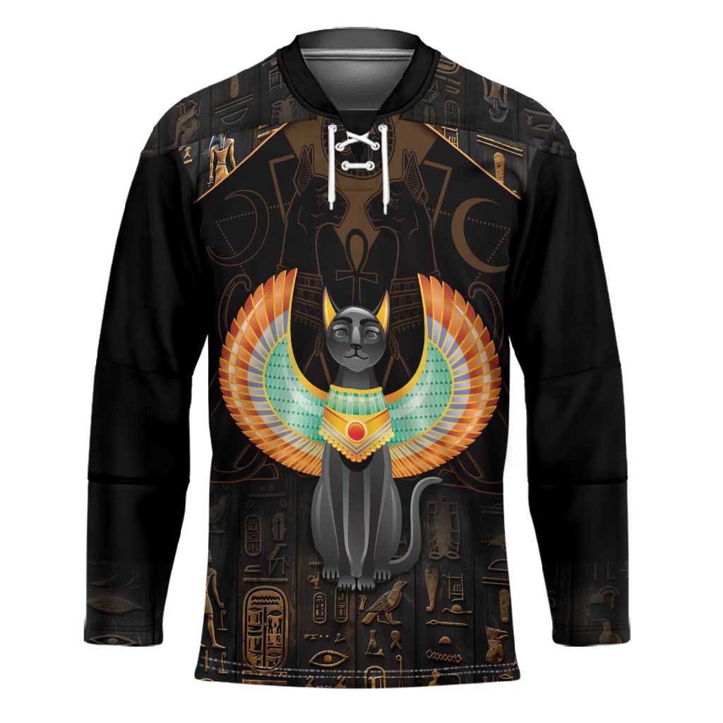Winged Egypt Cats Hockey Jersey Ancient Egypt Culture