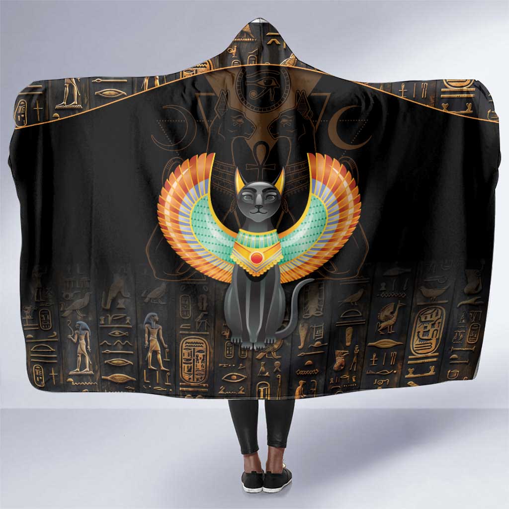 Winged Egypt Cats Hooded Blanket Ancient Egypt Culture