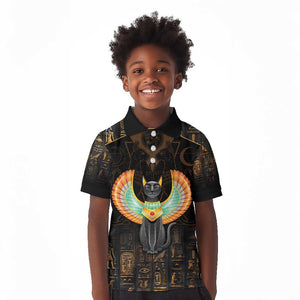 Winged Egypt Cats Kid Polo Shirt Ancient Egypt Culture