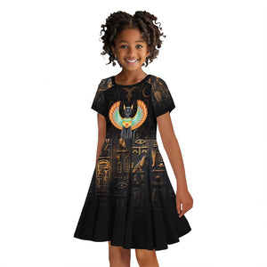 Winged Egypt Cats Kid Short Sleeve Dress Ancient Egypt Culture