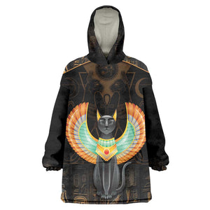 Winged Egypt Cats KId Wearable Blanket Hoodie Ancient Egypt Culture