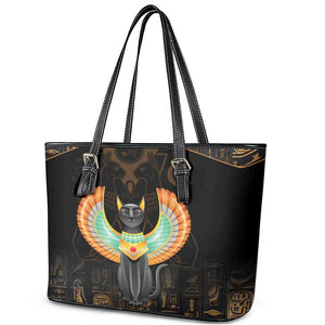 Winged Egypt Cats Leather Tote Bag Ancient Egypt Culture