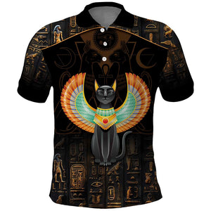 Winged Egypt Cats Polo Shirt Ancient Egypt Culture