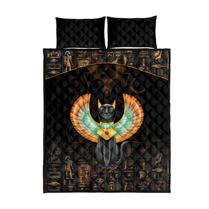 Winged Egypt Cats Quilt Bed Set Ancient Egypt Culture