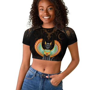 Winged Egypt Cats Raglan Cropped T shirt Ancient Egypt Culture