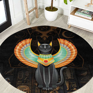 Winged Egypt Cats Round Carpet Ancient Egypt Culture