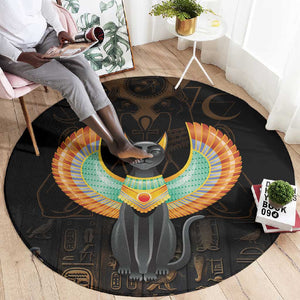 Winged Egypt Cats Round Carpet Ancient Egypt Culture