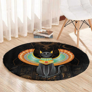 Winged Egypt Cats Round Carpet Ancient Egypt Culture