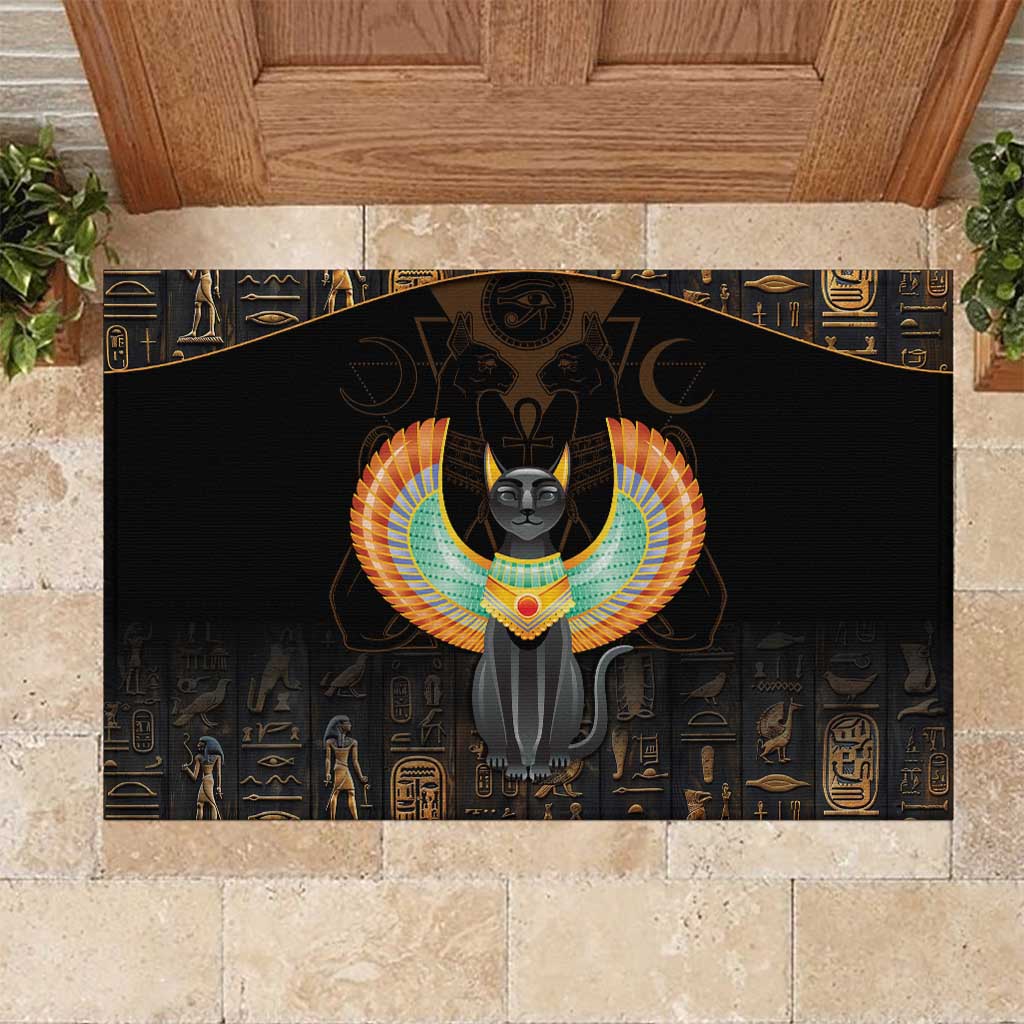 Winged Egypt Cats Rubber Doormat Ancient Egypt Culture