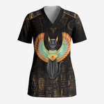 Winged Egypt Cats Scrub Top Ancient Egypt Culture