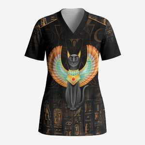 Winged Egypt Cats Scrub Top Ancient Egypt Culture