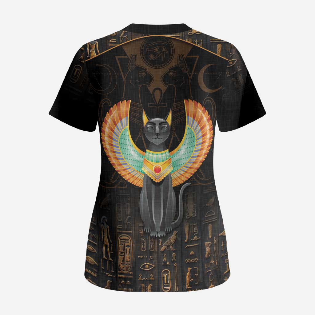 Winged Egypt Cats Scrub Top Ancient Egypt Culture