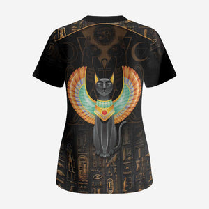 Winged Egypt Cats Scrub Top Ancient Egypt Culture