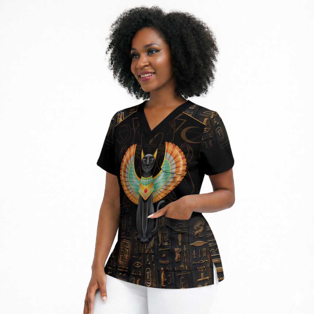 Winged Egypt Cats Scrub Top Ancient Egypt Culture