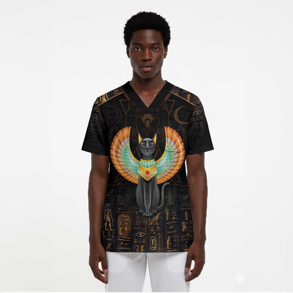 Winged Egypt Cats Scrub Top Ancient Egypt Culture
