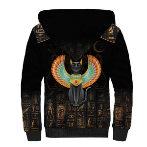 Winged Egypt Cats Sherpa Hoodie Ancient Egypt Culture