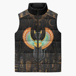 Winged Egypt Cats Sleeveless Puffer Jacket Ancient Egypt Culture