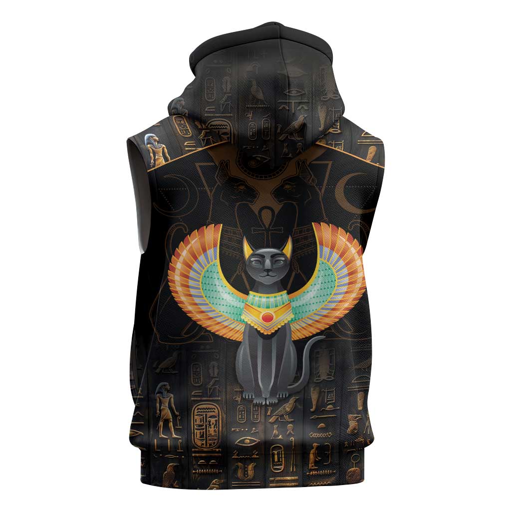 Winged Egypt Cats Sleeveless Zip Hoodie Ancient Egypt Culture - African Pride