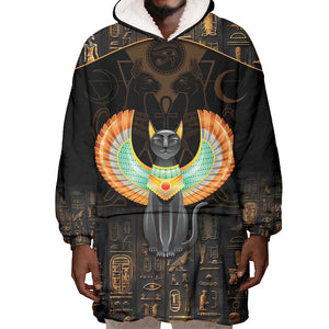 Winged Egypt Cats Wearable Blanket Hoodie Ancient Egypt Culture