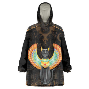 Winged Egypt Cats Wearable Blanket Hoodie Ancient Egypt Culture